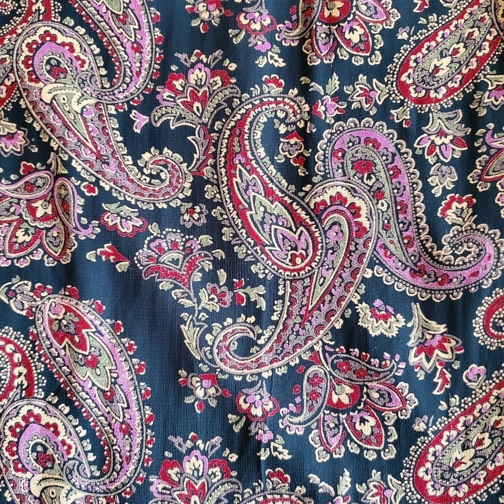 1489 * Free People Paisley Print Chiffon Midi Skirt Blue Pink Red Size 7/8 - Picture 5 of 7